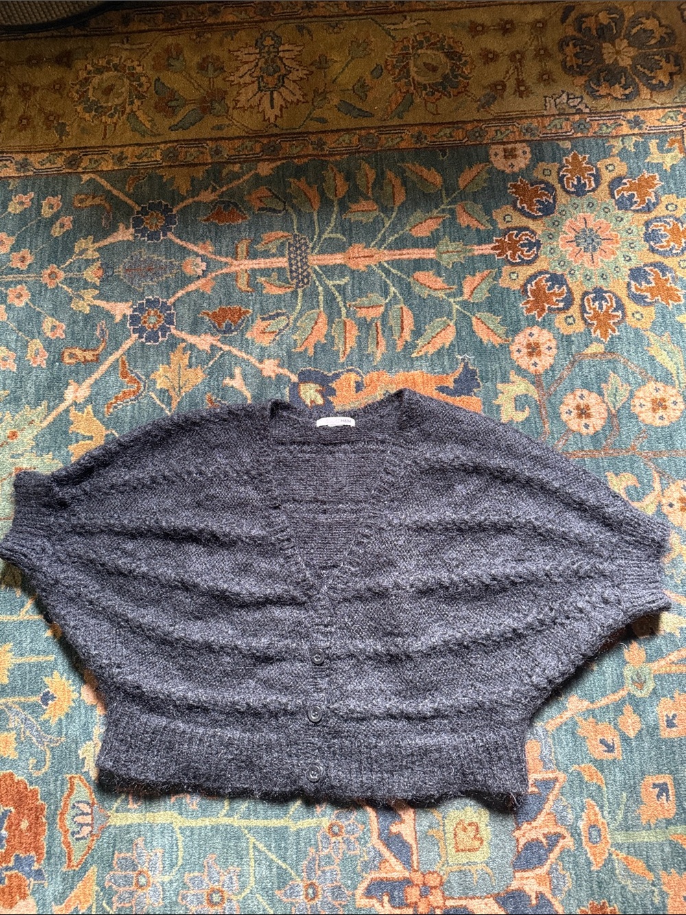 Black Button-Front Cropped Sweater